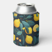 レモンガーデンパターン。黄色い熱帯柑橘類の果実 缶クーラー (缶裏面)