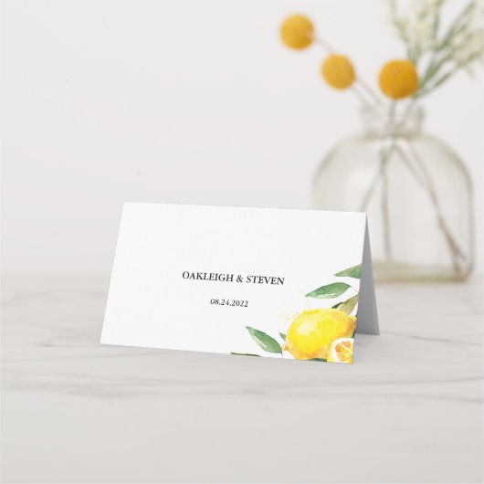 レモンガーデンフローラ結婚シックのテーブル プレイスカード (裏面)