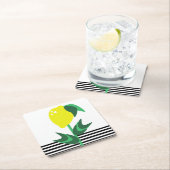 レモンガーデンプラントストライプズ スクエアペーパーコースター (インサイチュ)