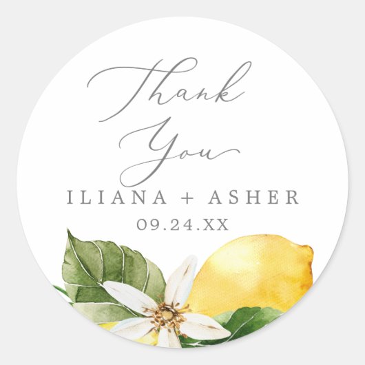 レモンガーデンモダンサンキューフェイスステッカー ラウンドシール (正面)