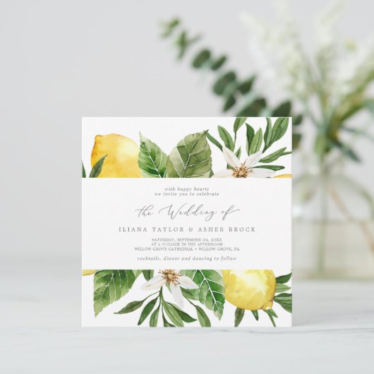 レモンガーデンモダンスクエア結婚式招待状 招待状 (スタンド正面)