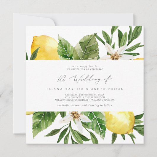 レモンガーデンモダンスクエア結婚式招待状 招待状 (正面)