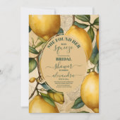 レモンガーデンモダンメインスクイーズブライダルシャワー 招待状 (正面)