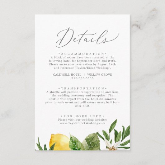 レモンガーデンモダン詳細エンクロージャカード エンクロージャーカード (正面)