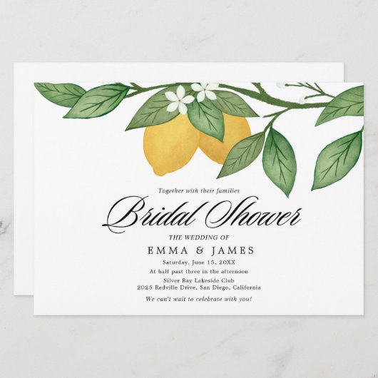 レモンガーデン横コンテンポラリーブライダルシャワー 招待状 (正面/裏面)