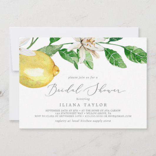 レモンガーデン横モダンブライダルシャワー 招待状 (正面)