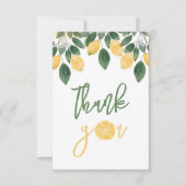 レモンガール赤ちゃんシャワーありがとうフラットカード サンキューカード (正面)