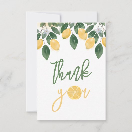 レモンガール赤ちゃんシャワーありがとうフラットカード サンキューカード (正面)