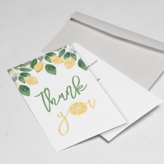 レモンガール赤ちゃんシャワーありがとうフラットカード サンキューカード