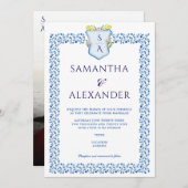レモンクレストブルーメディテラン結婚アンタイル 招待状 (正面/裏面)