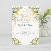 レモングリーナリージオメトリックフレームブライダルシャワー 招待状 (スタンド正面)