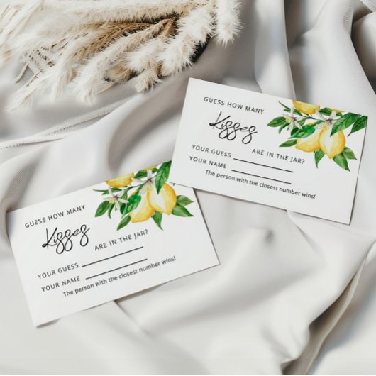 レモングリーナリー何人のキスゲームカード プレイスカード