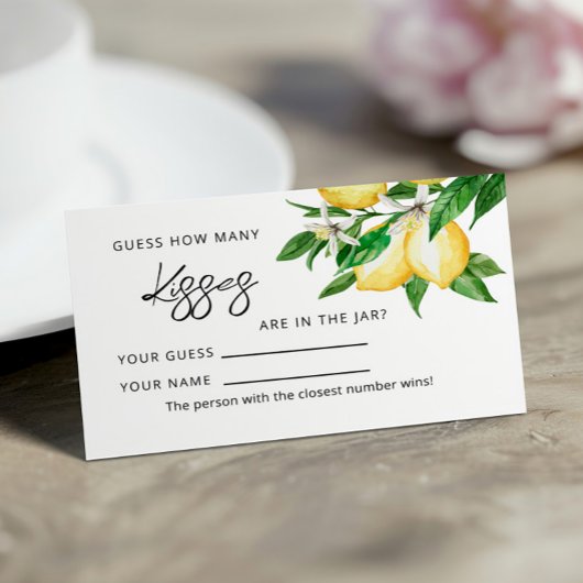 レモングリーナリー何人のキスゲームカード プレイスカード