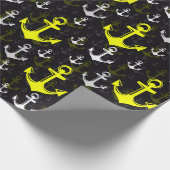 レモングリーンいかり（黒い背景） ラッピングペーパー (角)