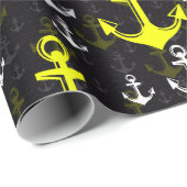 レモングリーンいかり（黒い背景） ラッピングペーパー (ロールコーナー)