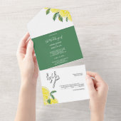 レモングリーンエレガントウォーターカラーミニマルアート オールインワン招待状 (貼ってはがせる)