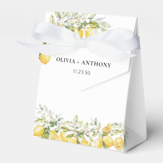 レモングリーンシトラスフローラ結婚式の引き出物ボックス フェイバーボックス (正面サイド)