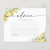 レモングリーンシトラスブライダルシャワーアドバイスカード (裏面)