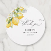レモングリーンシトラスブライダルシャワーギフトラベル フェイバータグ (正面)