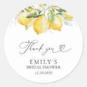 レモングリーンシトラスブライダルシャワーステッカー ラウンドシール (正面)