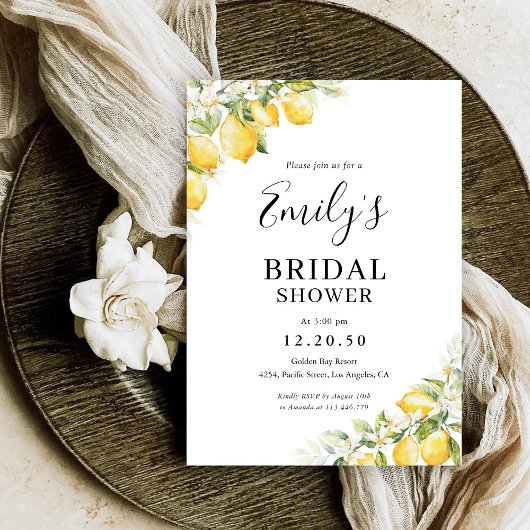 レモングリーンシトラスブライダルシャワー招待 招待状