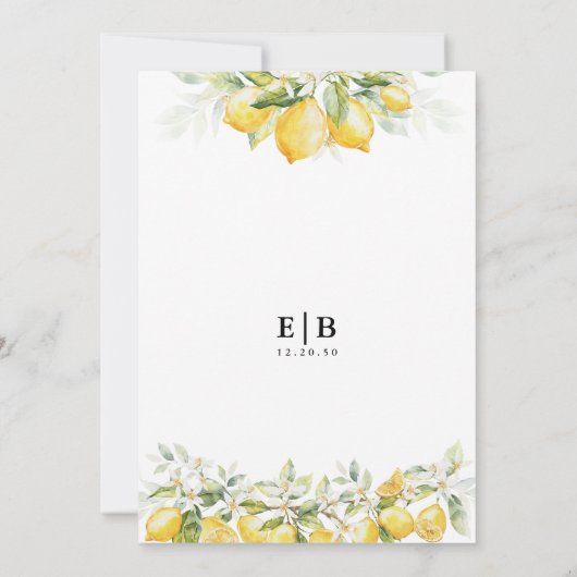 レモングリーンシトラスリハーサルディナー招待状 招待状 (裏面)