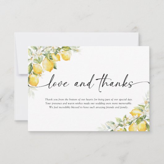 レモングリーンシトラス結婚ズサンキューカード サンキューカード (正面)