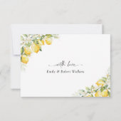 レモングリーンシトラス結婚ズサンキューカード サンキューカード (裏面)