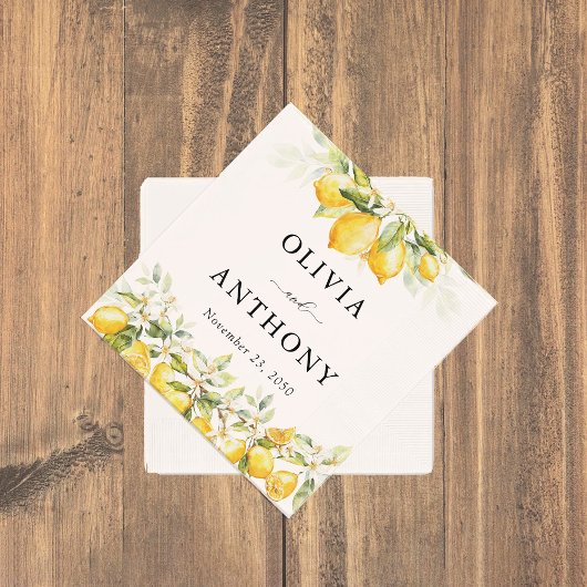 レモングリーンシトラス結婚ズナプキン スタンダードカクテルナプキン