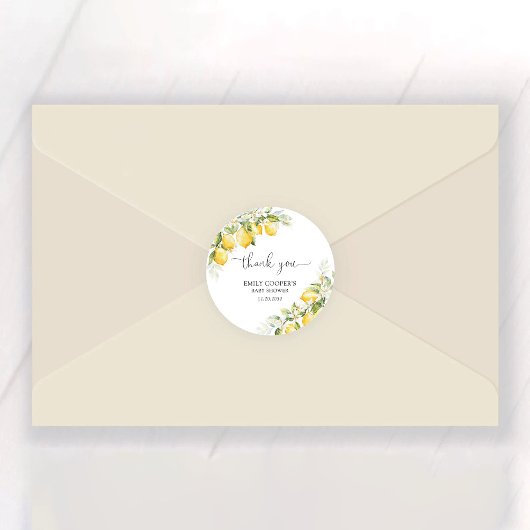 レモングリーンシトラス赤ちゃんシャワーステッカー ラウンドシール