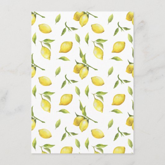 レモングリーンリーガーランドブライダルシャワービンゴ エンクロージャーカード (裏面)