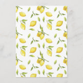 レモングリーンリーガーランドベビーシャワービンゴ エンクロージャーカード (裏面)