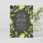 レモングリーンリースシャルボードベビーシャワーバッシュ 招待状 (スタンド正面)
