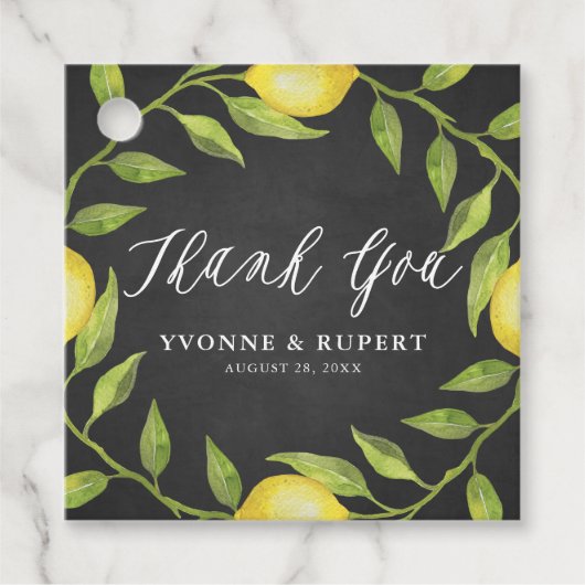 レモングリーンリース結婚シャルボードサンキュー フェイバータグ (正面)