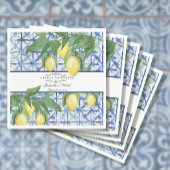 レモングリーンリーフローラブルーホワイトエレガントブライダル スタンダードランチョンナプキン