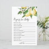 レモングリーンリーベビーシャワー祈りの言葉カード (スタンド正面)