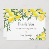 レモングリーンリー金ゴールドブライダルシャワー サンキューカード (正面/裏面)