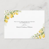 レモングリーン柑橘系ウェディングレセプションカード エンクロージャーカード (裏面)
