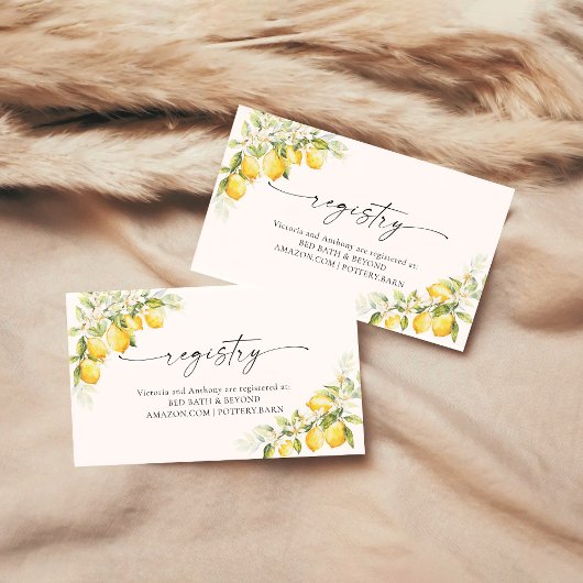 レモングリーン柑橘類結婚の登録カード エンクロージャーカード