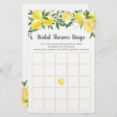 レモングリーン金ゴールドブライダルシャワービンゴゲーム (正面/裏面)
