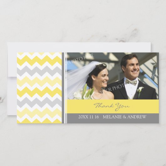 レモングレイありがとう結婚の写真カード サンキューカード (正面)