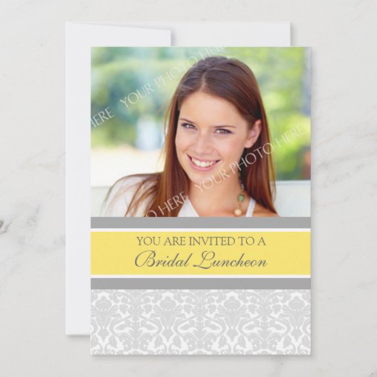 レモングレーダマスクフォトブライダルランチョン招待状 招待状 (正面)