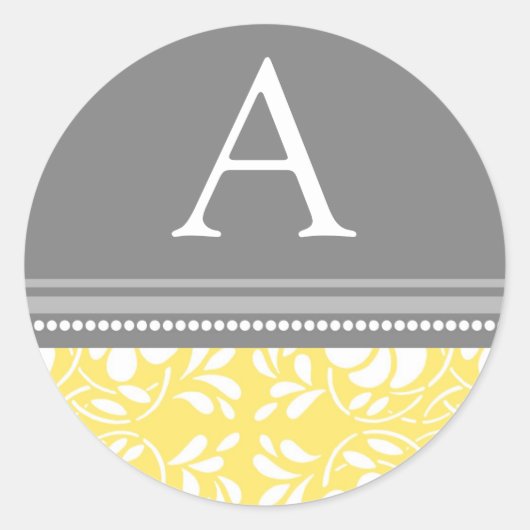 レモングレーダマスクモノグラム封筒用シール ラウンドシール (正面)