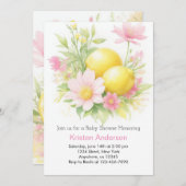 レモングローブアドベンチャー待ち女の子ベビーシャワー 招待状 (正面/裏面)