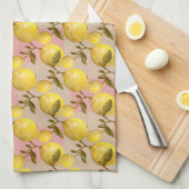 レモングローブエレガンス – ヴィンテージフルーツパターン キッチンタオル (四つ折り)