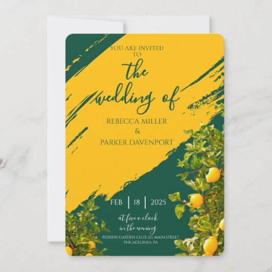 レモングローブロマンス結婚式招待状 招待状 (正面)