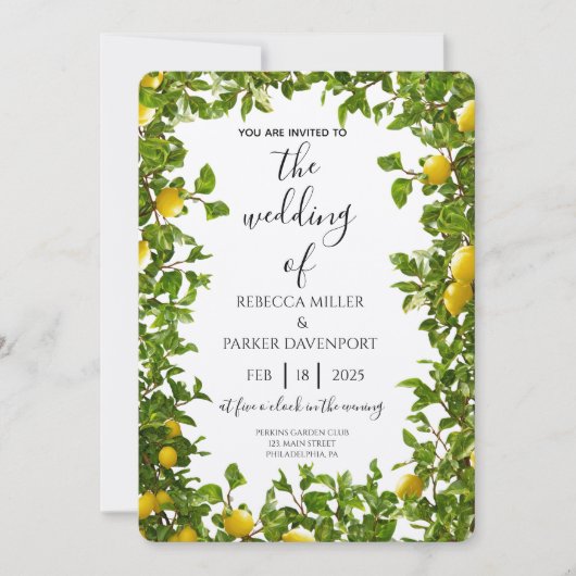 レモングローブロマンス結婚式招待状 招待状 (正面)