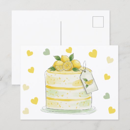 レモンケーキの水彩画 ポストカード (正面/裏面)