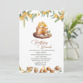 レモンケーキウォーターカラー誕生日ブランチ 招待状 (スタンド正面)