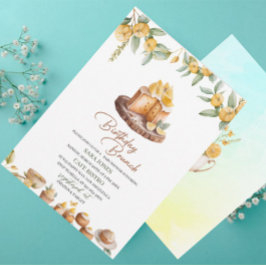 レモンケーキウォーターカラー誕生日ブランチ 招待状